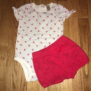 Oshkosh B’gosh strawberry onesie with shorts